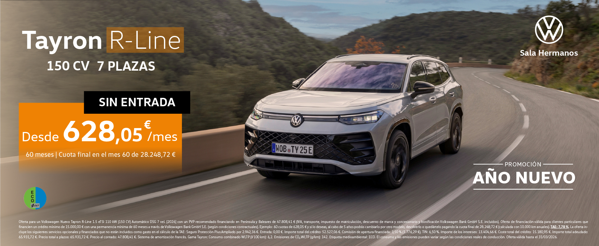 Llévate este Volkswagen Tayron R-Line por 628€/mes. 